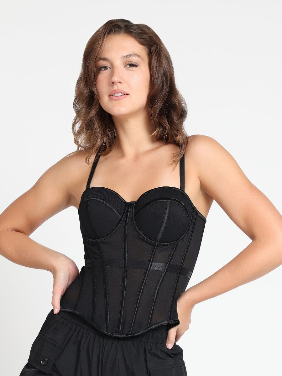 Sheer Mesh Detailing Corset Top